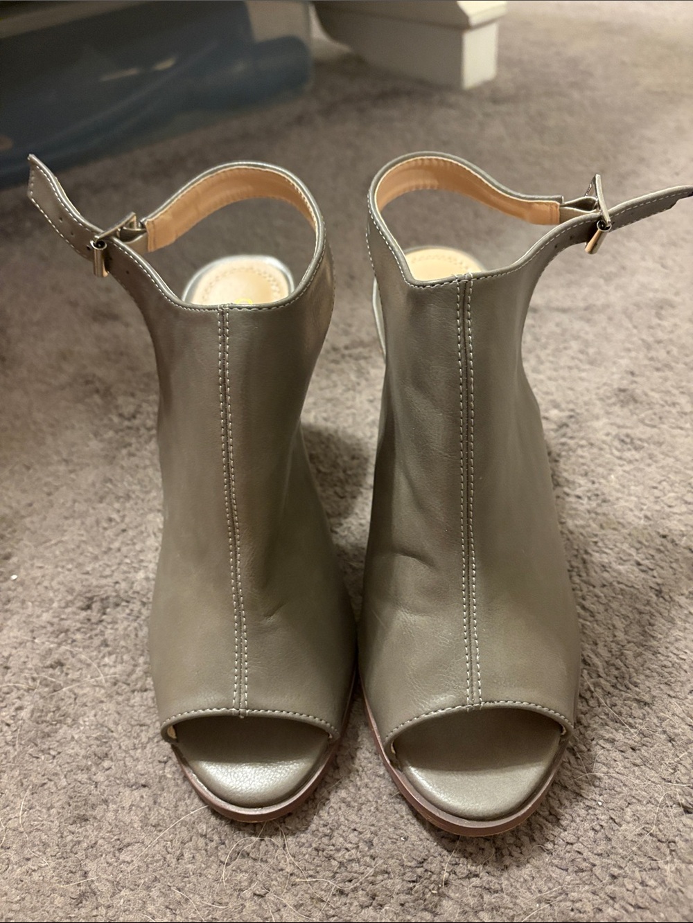 Chase + Chloe Olive Open-Toe Ankle Booties